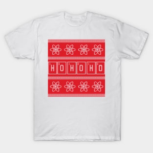 Red and White HO HO HO Christmas Chemistry Sweater Pattern T-Shirt